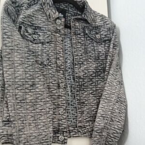 Chic Black and Gray Women's Jean Jacket